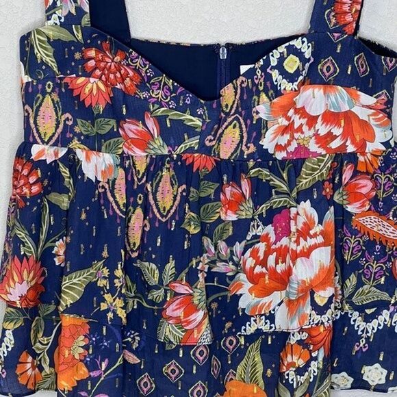 Amanda Uprichard Cami Top Size XS Everleigh Blue Floral Sleeveless - Picture 6 of 8